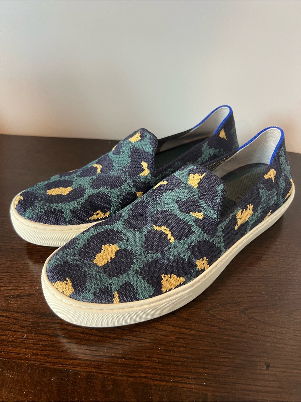 Rothy’s Floral Slip-On Sneakers in Navy, Green & Mustard